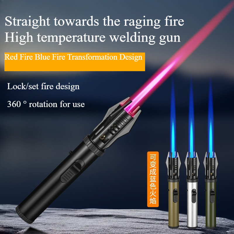 Outdoor Windproof Lighter - 1800 ° Hochtemperatur-Sprühpistole Butan-Gasfeuerzeug Metall Outdoor