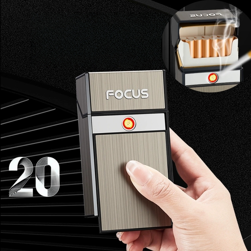 Outdoor Windproof Lighter - Neues USB-Zigarettenetui-Feuerzeug, feuchtigkeits- und winddicht. Wiederaufladbares