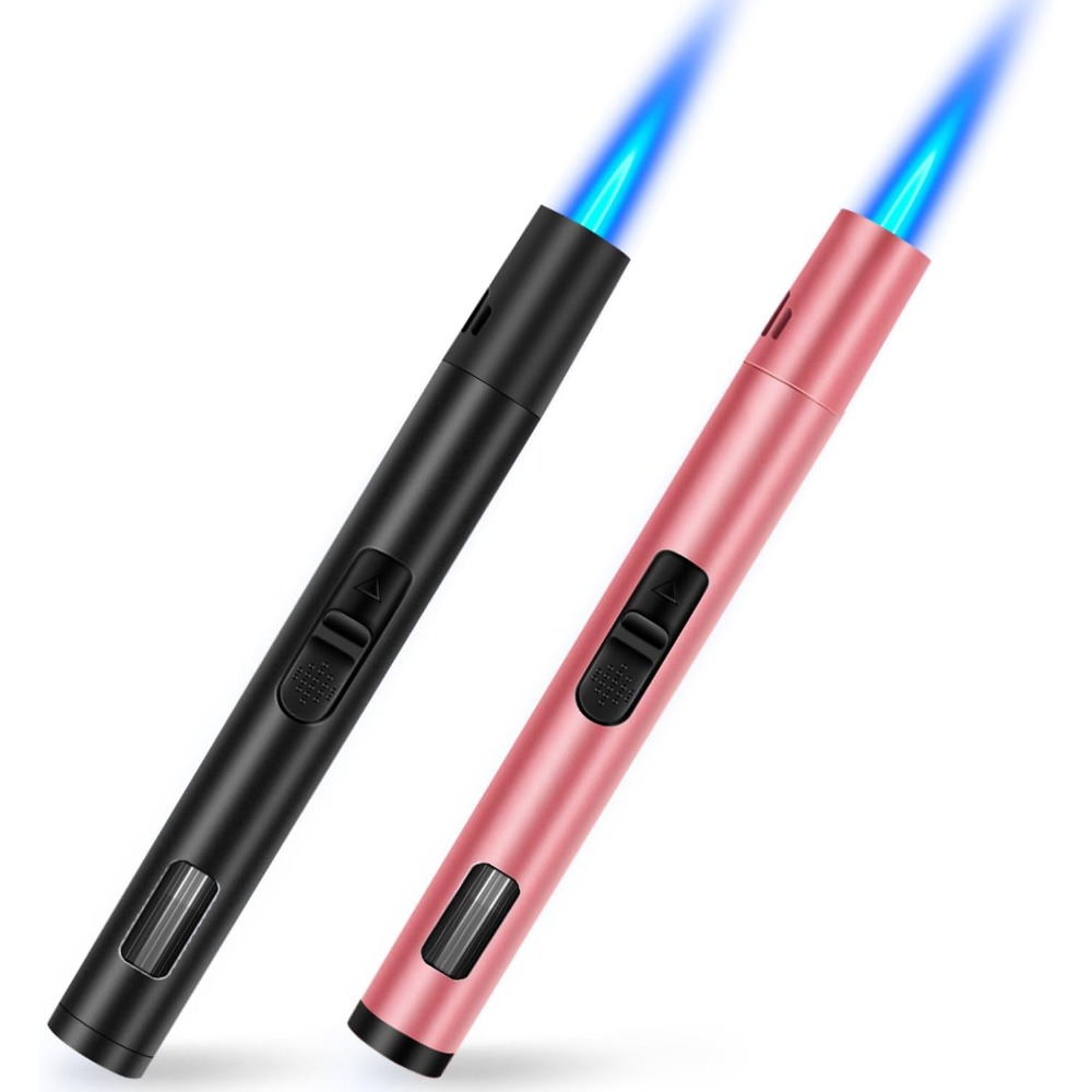 Outdoor Windproof Lighter - 2er-Pack nachfüllbare winddichte Fackelfeuerzeuge, Kupfer-Jetflammen-Butanfeuerzeug mit