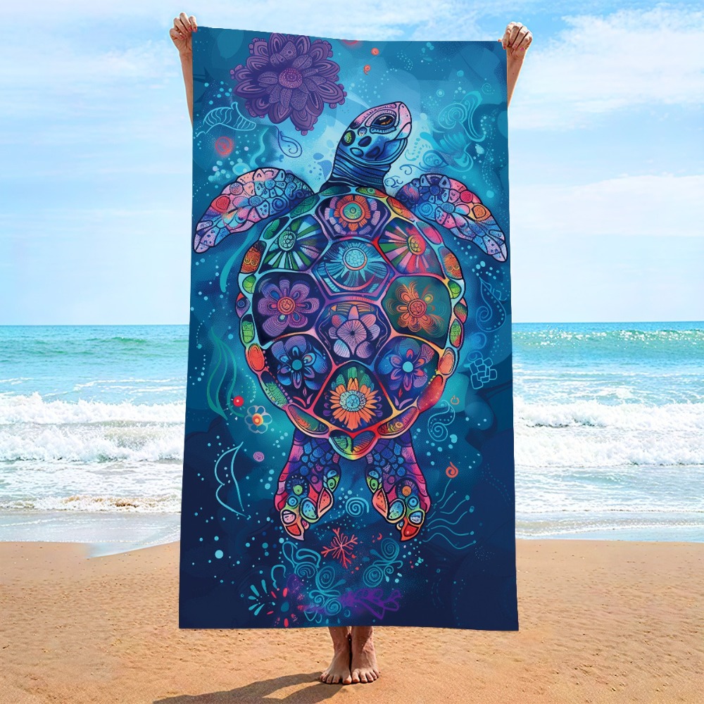 Camp Towel Microfiber - Buntes Strandtuch mit Meeresschildkröte, 39 x