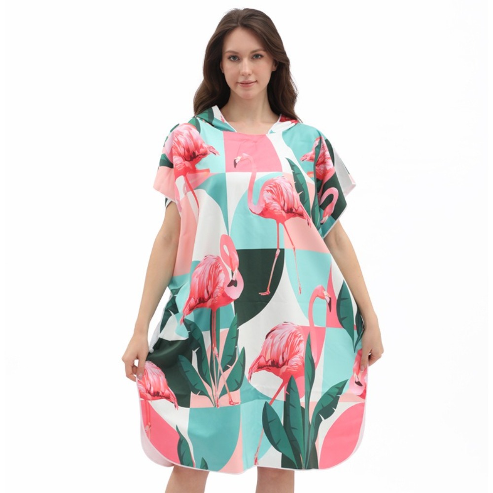 Camp Towel Microfiber - Flamingo-Bademantel für Damen, 31,5 x 39