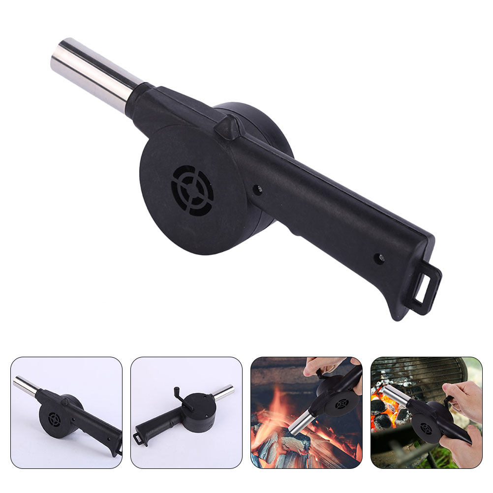 Outdoor Camping Fire - Manueller Gebläse-Ventilator Schwarz mit Handkurbel für