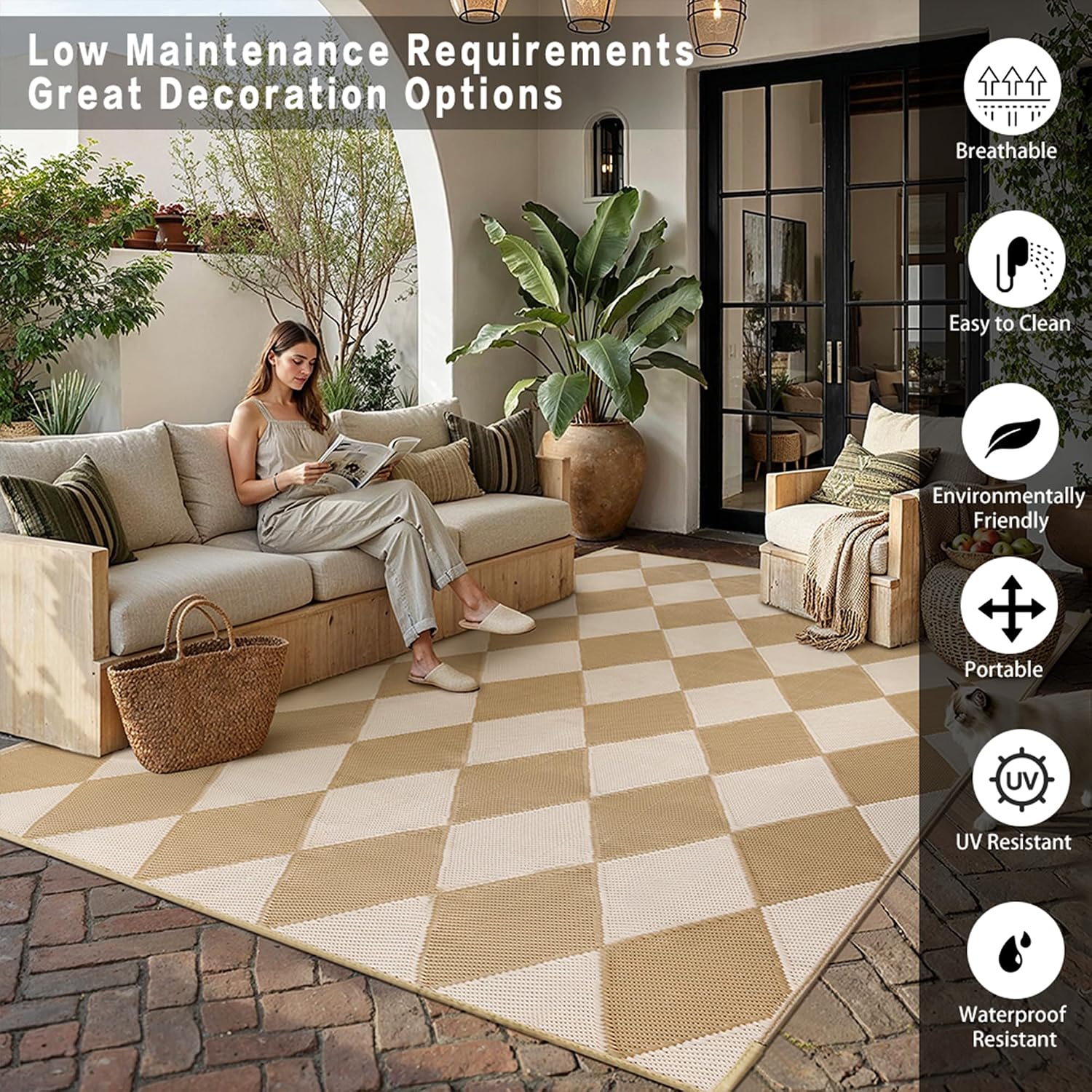 Outdoor-Kunststoff-Karo-Teppic – Outdoor Camping Rugs 8X10 Bewertung und Preis